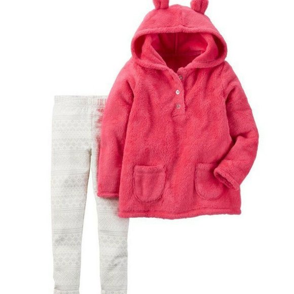 NWT Carter's Baby Girl's 2-PC Cardigan Leggings Set Hood Fair Isle 6M 9M… - Picture 1 of 7